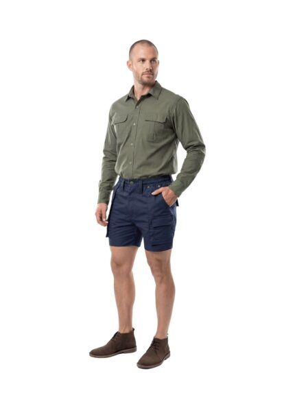 Vulcan country long sleeve shirt in olive worn by model