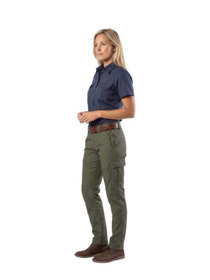 Vulcan ladies bush cargo pants in olive worn by model
