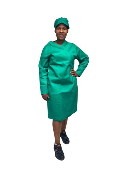 Vulcan ladies wraparound long sleeve in emerald green worn by model