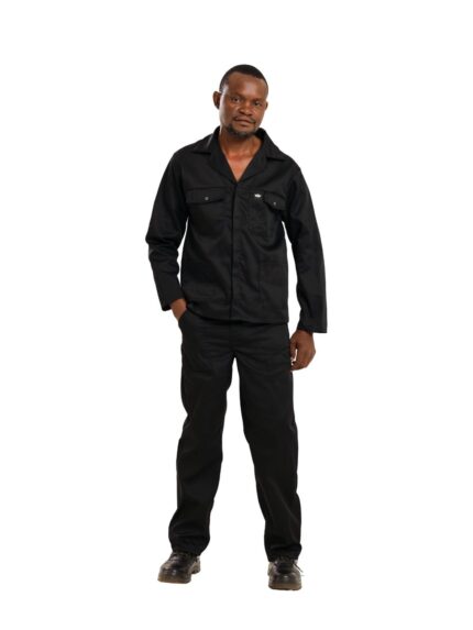 Vulcan 80/20 standard worksuit in black worn by model