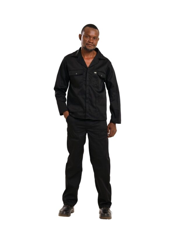 Vulcan 80/20 standard worksuit in black worn by model